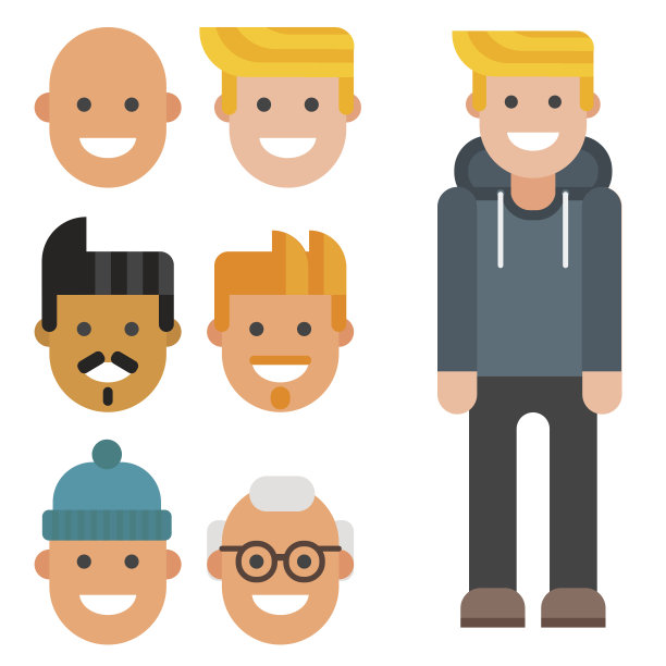 男人构造器身体阿凡达创造者向量卡通人物创造备件备件动画图片下载