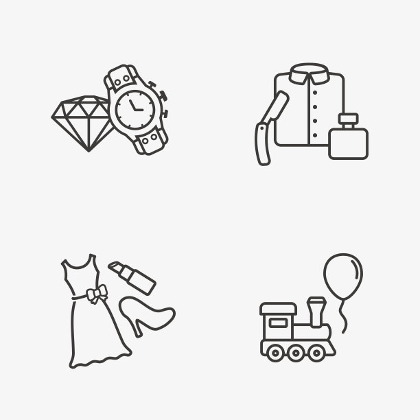 礼品平面轮廓店的图标设置图片下载