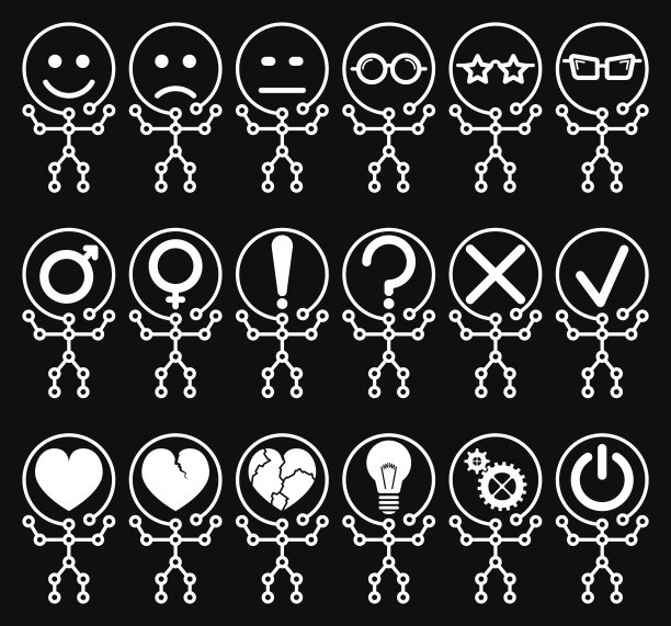 简笔画小人芯片图标矢量图片下载