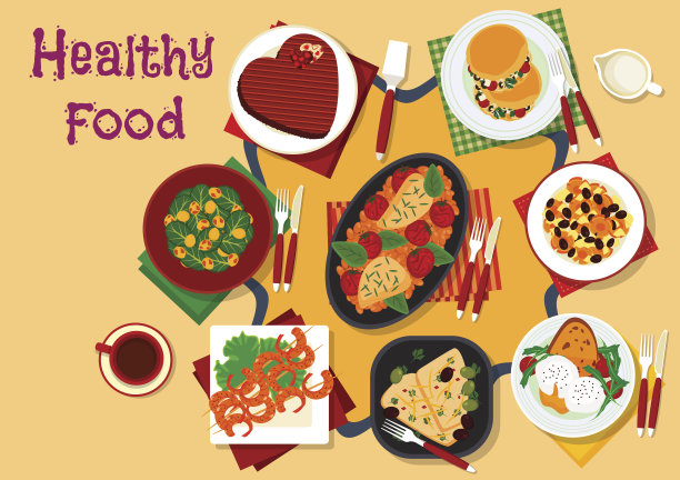 健康早餐菜肴图标为节日菜单图片下载