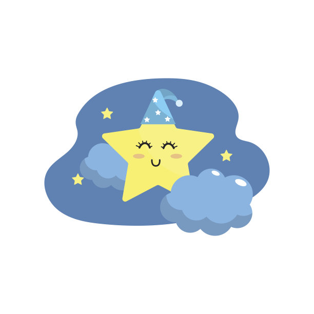 可爱的星星与云彩在天空的设计图片下载