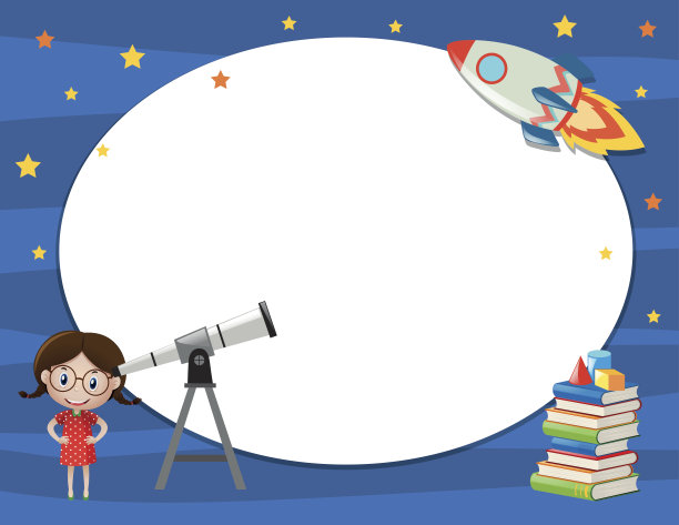 框架模板与女孩和望远镜图片下载