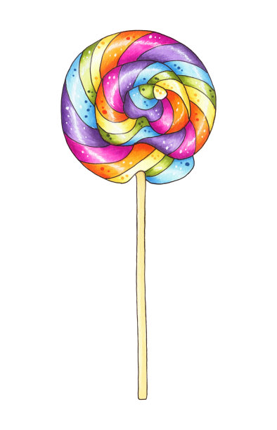 彩色棒棒糖标记插图素材图片