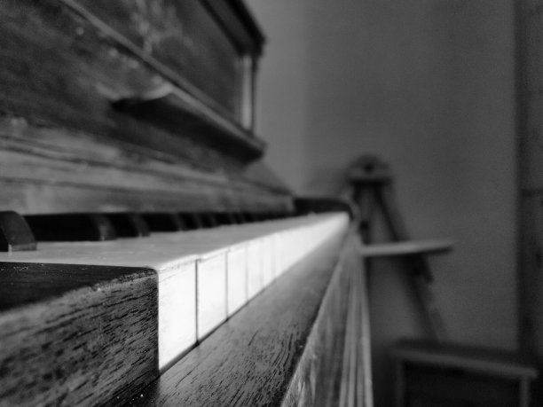黑白相间的旧钢琴图片下载