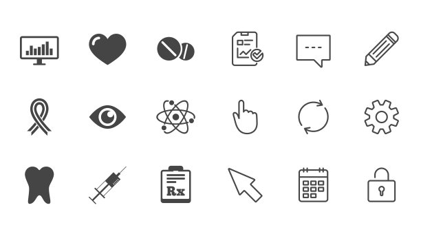 医药，医疗健康和诊断图标。图片下载