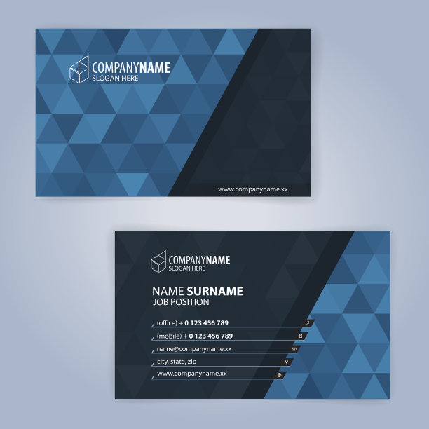 名片模板。蓝白相间的图片下载