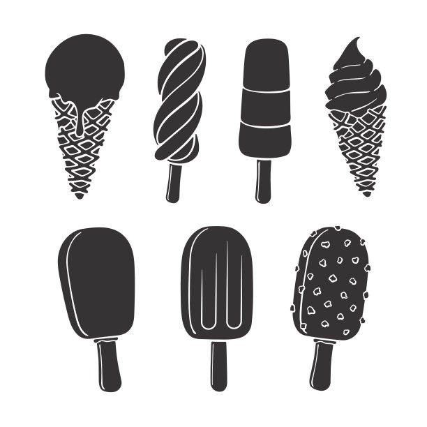一组冰淇淋的剪影图片下载