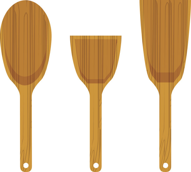 一套木制厨房抹刀图标图片下载