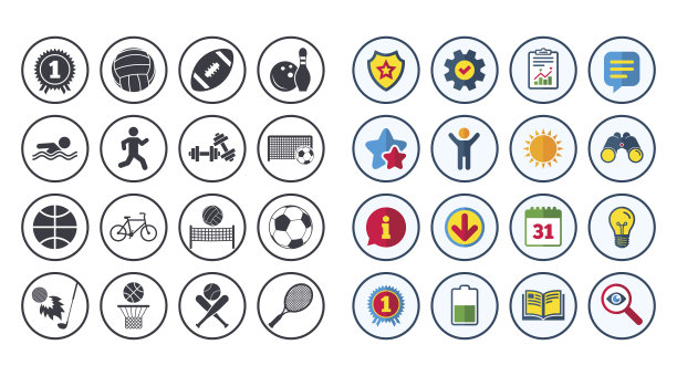 运动和健身图标的设置。图片下载