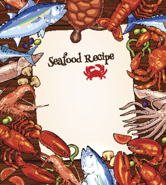 载体海产品配方空白设计图片下载