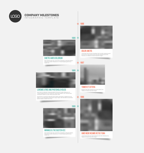 信息图时间轴模板与大照片图片下载