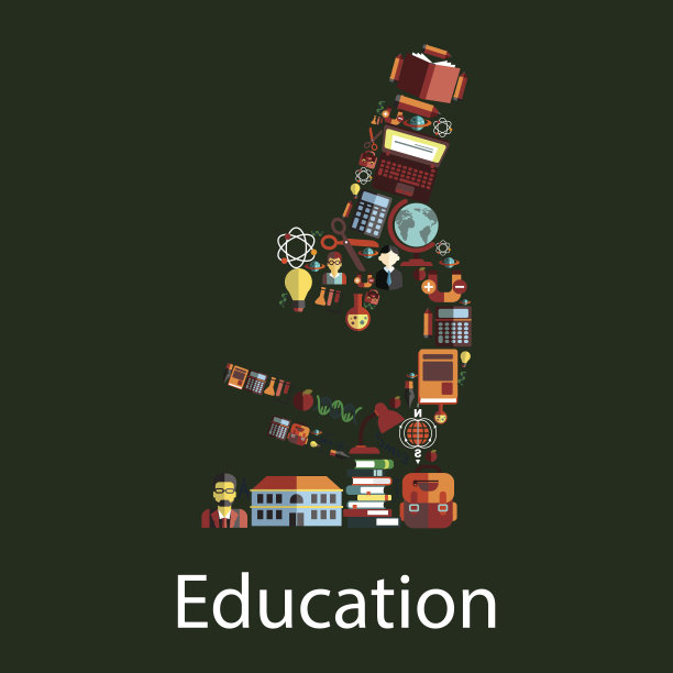 带有教育和学校标志的显微镜图片下载