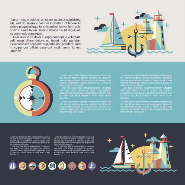 平面风格的插图，在游艇上旅行。的横幅。图片下载