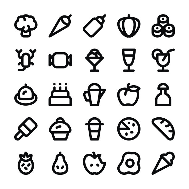 食物和饮料线矢量图标图片下载