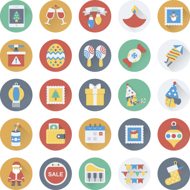 圣诞，派对和庆祝矢量图标12图片下载