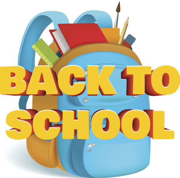 回到学校黄色3d字母的背景学校背包。矢量插图。每股收益10。图片下载