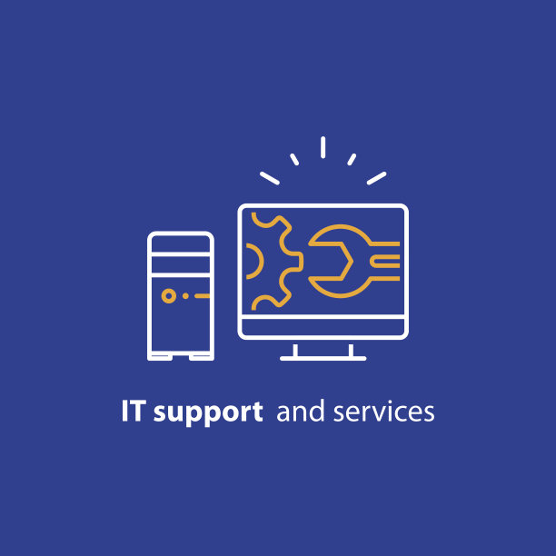 电脑升级，系统更新，软件安装，维修服务，IT支持线图标图片下载