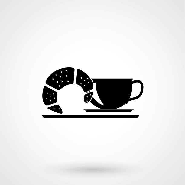 早餐图标平面设计孤立的背景图片下载