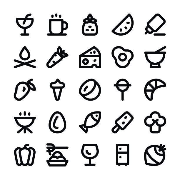食物和饮料线矢量图标图片下载
