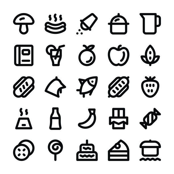 食物和饮料线矢量图标图片下载