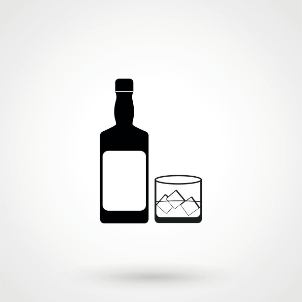 威士忌图标平面设计孤立的背景图片下载
