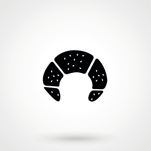 牛角面包图标平面设计孤立的背景图片下载