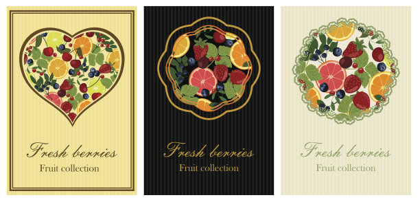 背景有浆果和柑橘。图片下载