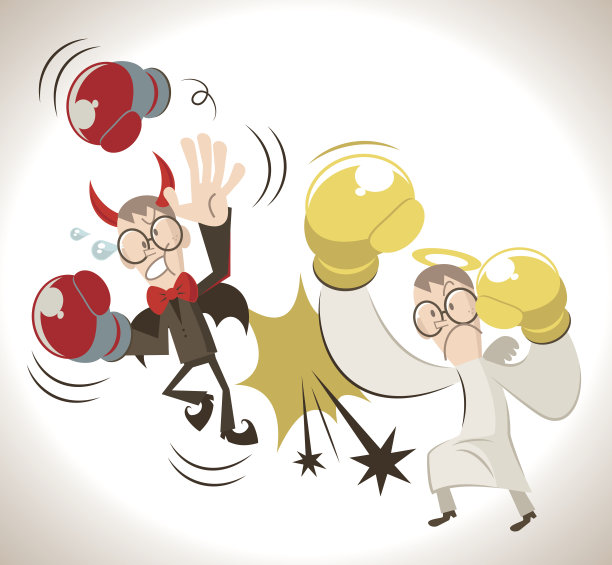 天使打败魔鬼，撒旦与上帝战斗(拳击)图片下载