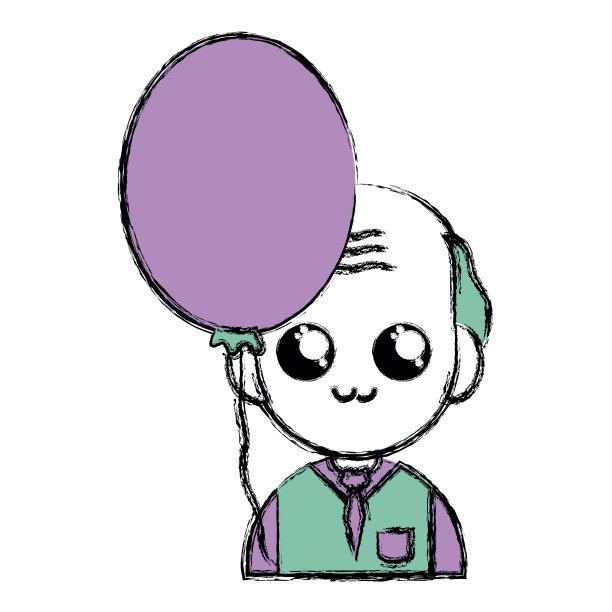 穿着制服和心形气球的老教师图片下载