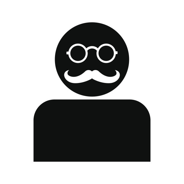 男人与胡子和眼镜剪影-阿凡达孤立图片下载