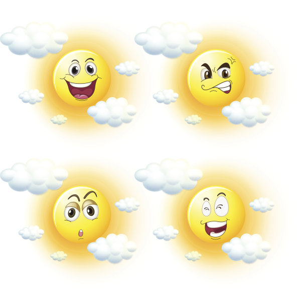 太阳有不同的面部表情图片下载