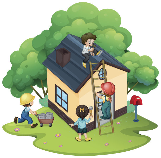 人们一起建造房子图片下载