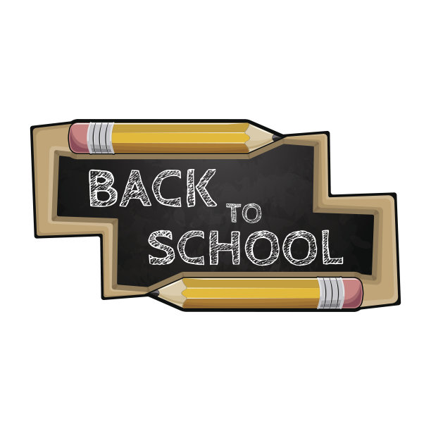 黄色卡通铅笔。带着短信回学校。图片下载