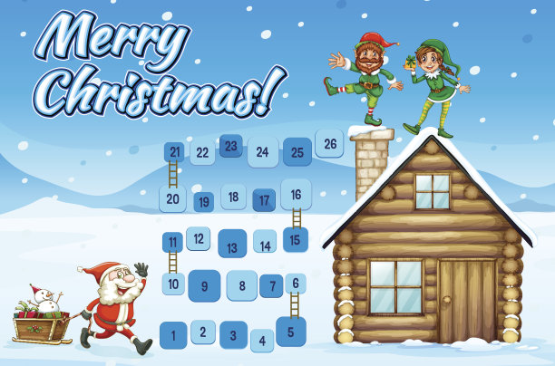 桌面游戏模板圣诞老人和精灵图片下载