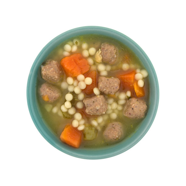 意大利风格的婚礼汤在碗俯视图图片下载