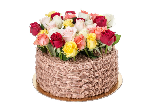 奶油玫瑰蛋糕。孤立的图片下载