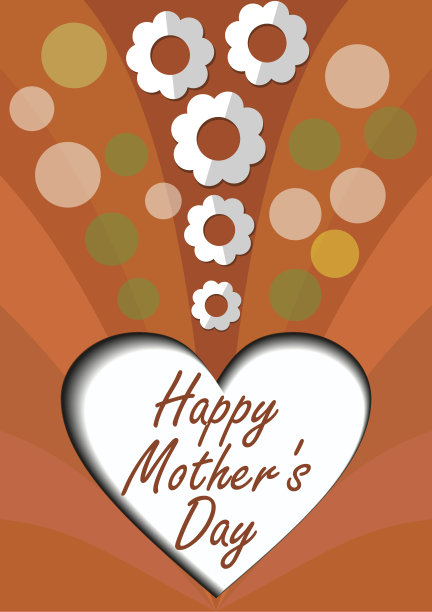 快乐的母亲节横幅用剪出的心和白色的纸剪出的花图片下载