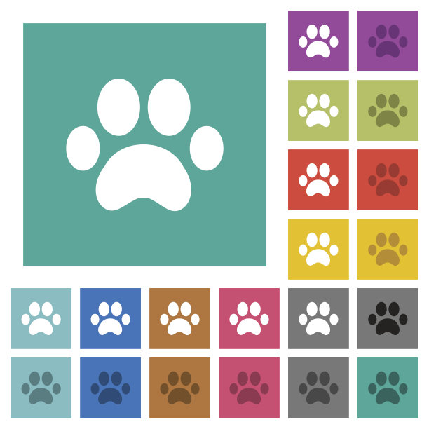 爪子印出方形的多色图标图片下载