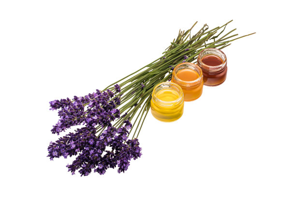 薰衣草花和蜂蜜罐图片下载