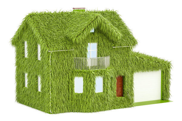 绿色的家。生态住宅概念，在白色背景上进行3D渲染图片下载