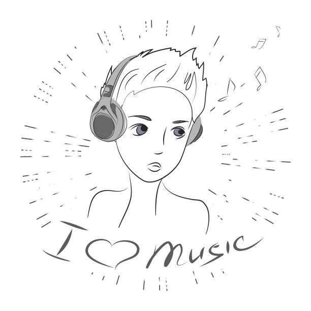 可爱的美女少年，我热爱音乐图片下载