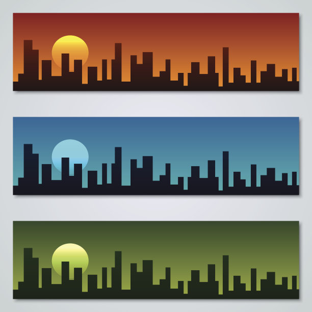 大城市彩色矢量横幅图片下载