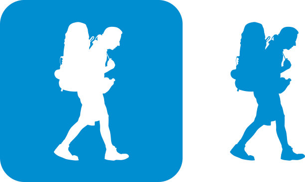 蓝色的背包客的图标图片下载