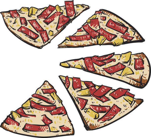 白色背景上的矢量披萨切片。披萨矢量插图。图片下载