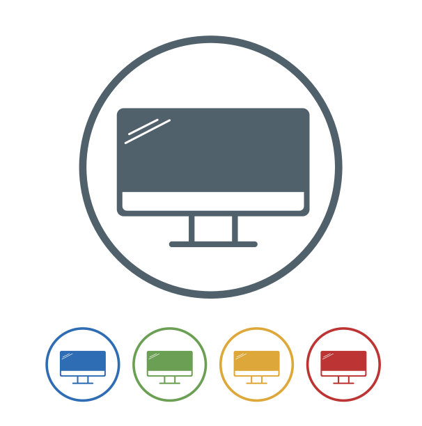 显示器平面图标隔离在白色背景。矢量图的图标图片下载
