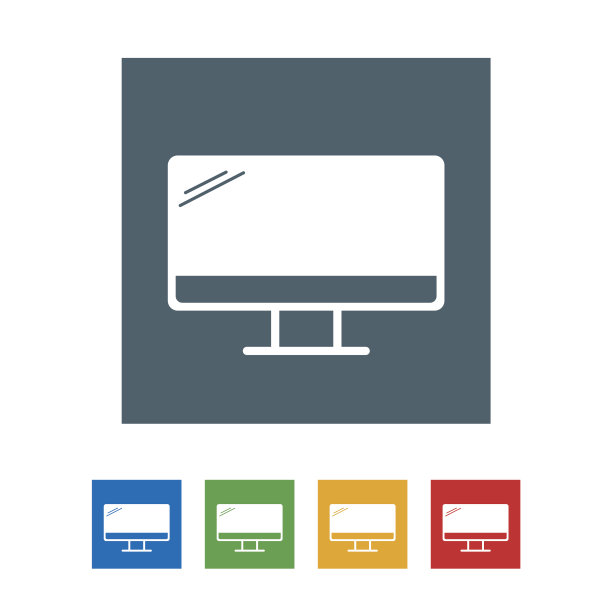 显示器平面图标隔离在白色背景。矢量图的图标图片下载