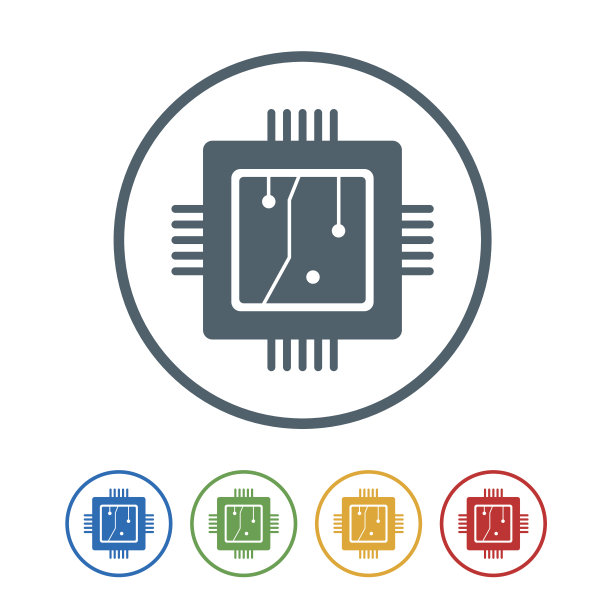 处理器平面图标隔离在白色背景。矢量图的图标图片下载