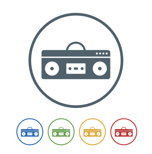 Boom box flat Icon Isolated on White Background. Boom box平板图标孤立在白色背景上。矢量图的图标图片下载