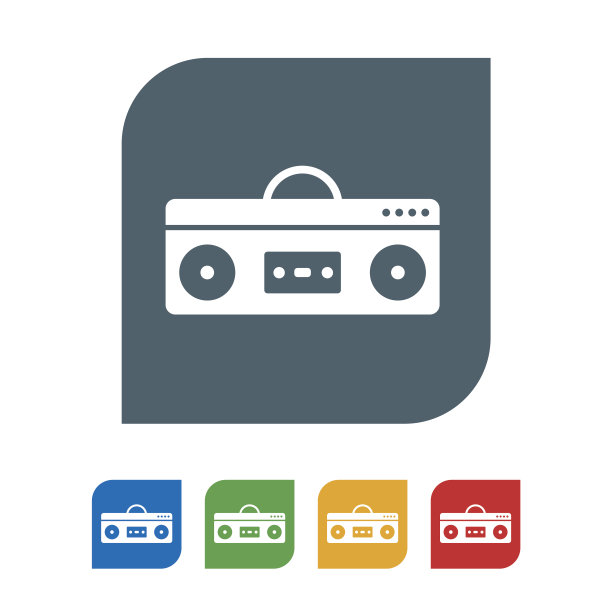 Boom box flat Icon Isolated on White Background. Boom box平板图标孤立在白色背景上。矢量图的图标图片下载