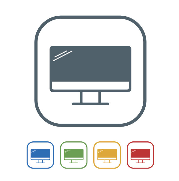 显示器平面图标隔离在白色背景。矢量图的图标图片下载